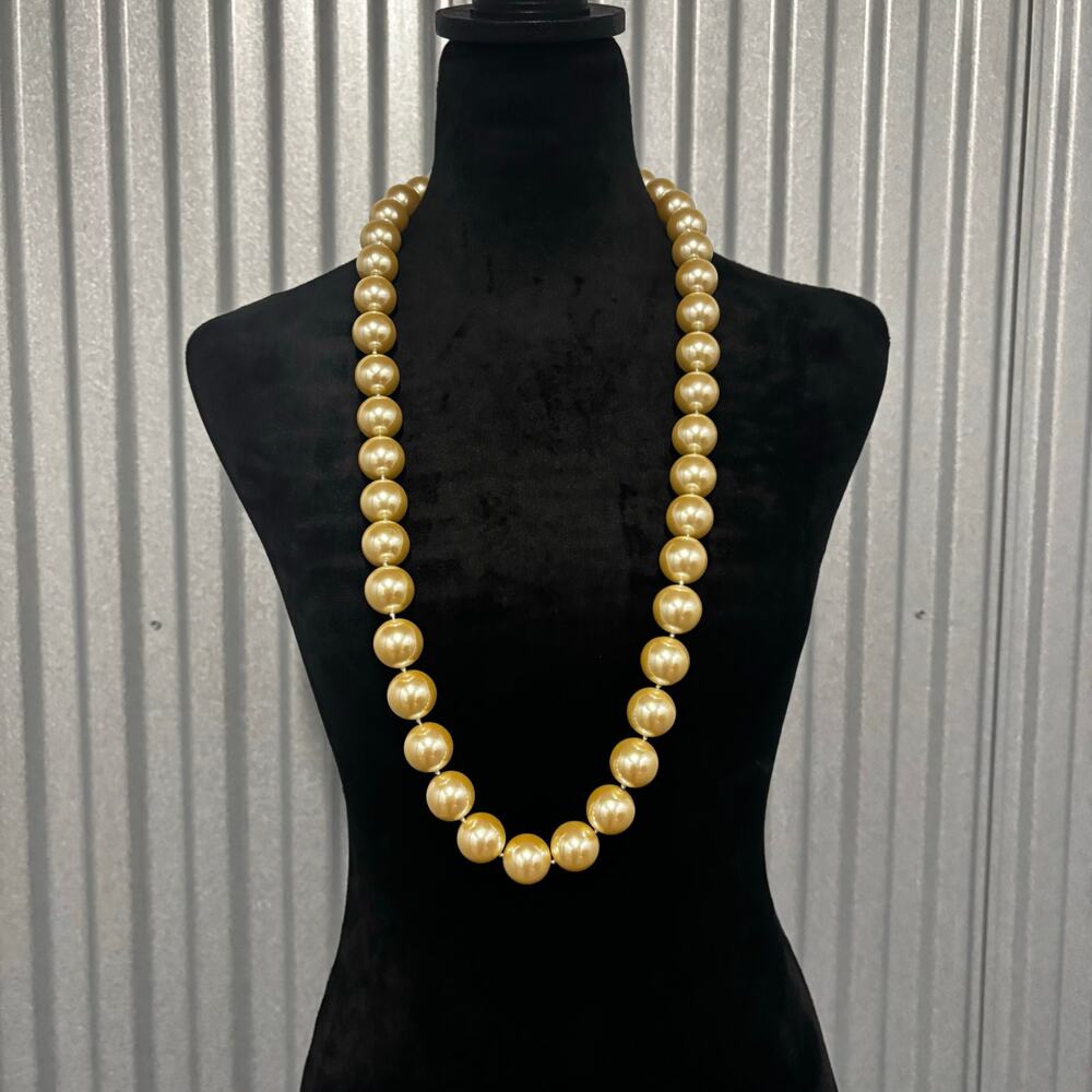Ann Taylor Faux Pearl Statement Necklace Gold Beads‎ NWT